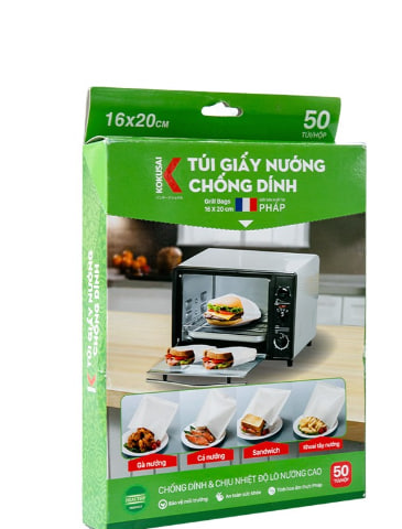 [BAO BÌ CŨ] Túi Giấy Nướng Chống Dính Kokusai NL Pháp 16x20cm (50 Túi/Hộp)